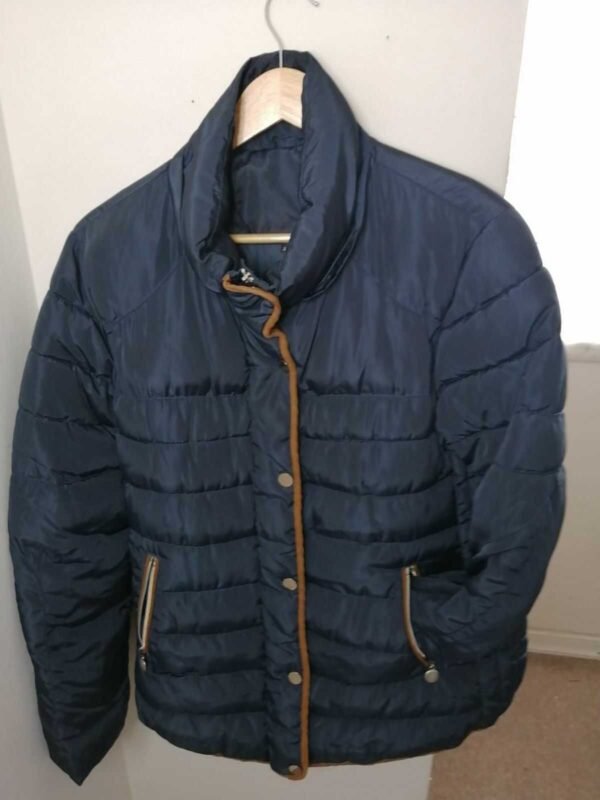 CHAQUETA ACOLCHADA MUJER AZUL CON CAMEL