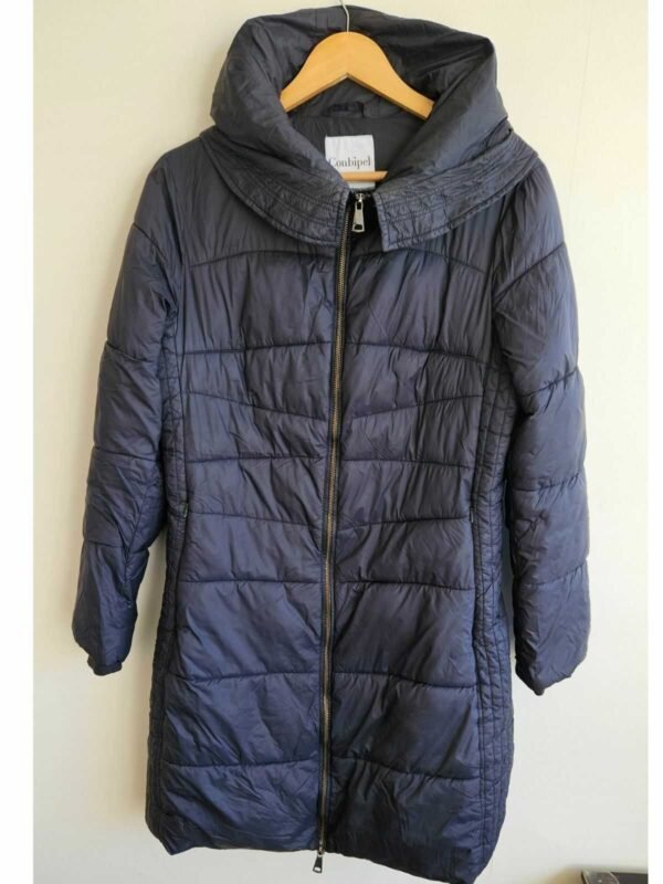 PARKA LARGA ACOLCHADA AZUL CONBIPEL CON GORRO