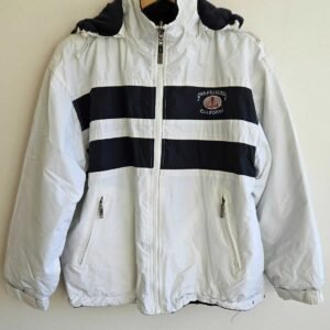 CHAQUETA CORTAVIENTO HOMBRE BLANCA CON GORRO