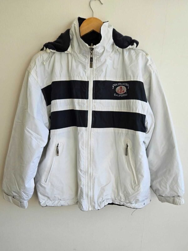 CHAQUETA CORTAVIENTO HOMBRE BLANCA CON GORRO
